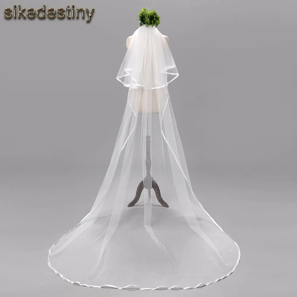 Просто свадебная фата аксессуары с ленточным краем белая слоновая кость для