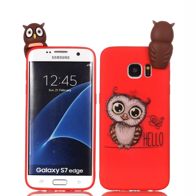 Чехол для Samsung Galaxy S7 Edge 3D мультяшная игрушка Сова панда Единорог кошка Мягкая