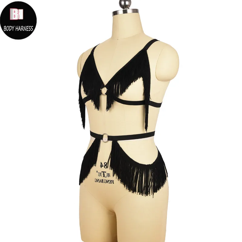 Бюстгальтер на бретельках с кисточками и водопадом сексуальное нижнее белье