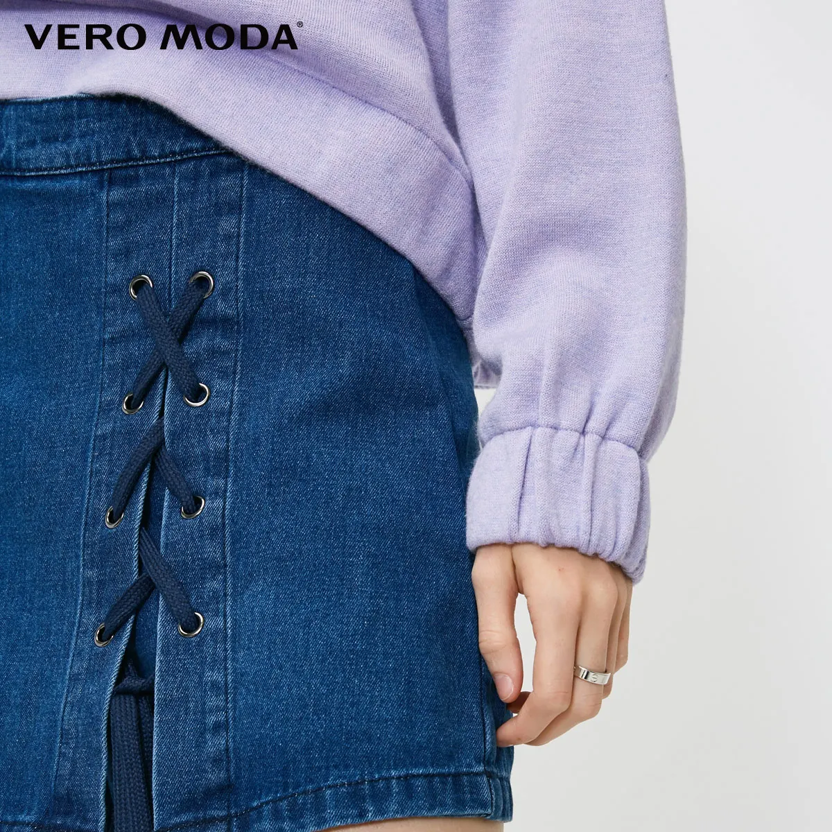 Vero what Moda на шнуровке декоративный хлопок джинсовая юбка | 318343508