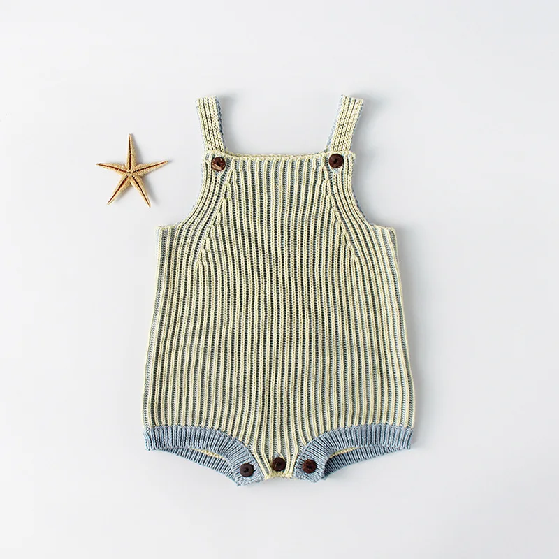Милые вязаные комбинезоны для новорожденных мальчиков и девочек модный Вязаный