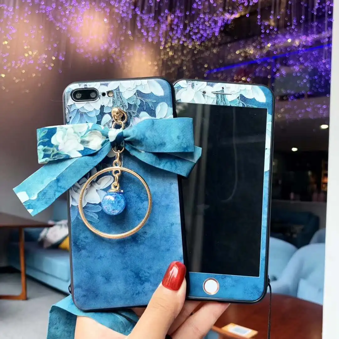 Для iPhone XS Max 3D чехол с цветком + пленка для экрана из закаленного стекла X XR 7 8 6s Plus