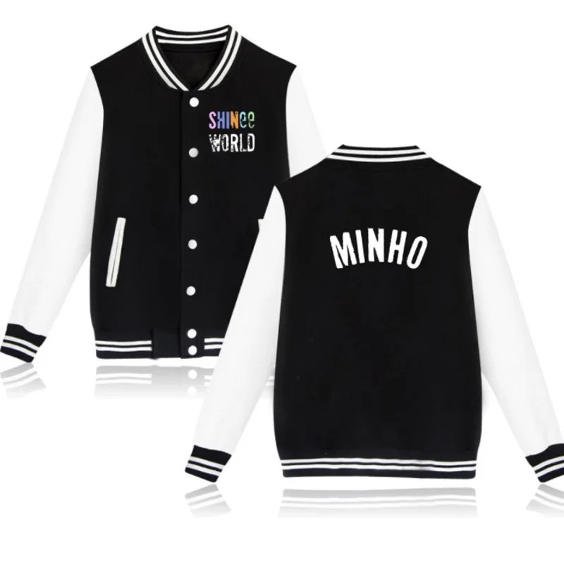 K POP, K-POP, KPOP, SHINEE, на молнии, Harajuku, толстовки, для фанатов, поддерживающие флисовую бейсбольную форму, куртки для мужчин и женщин, Tumblr, толстовка - Цвет: black MINHO