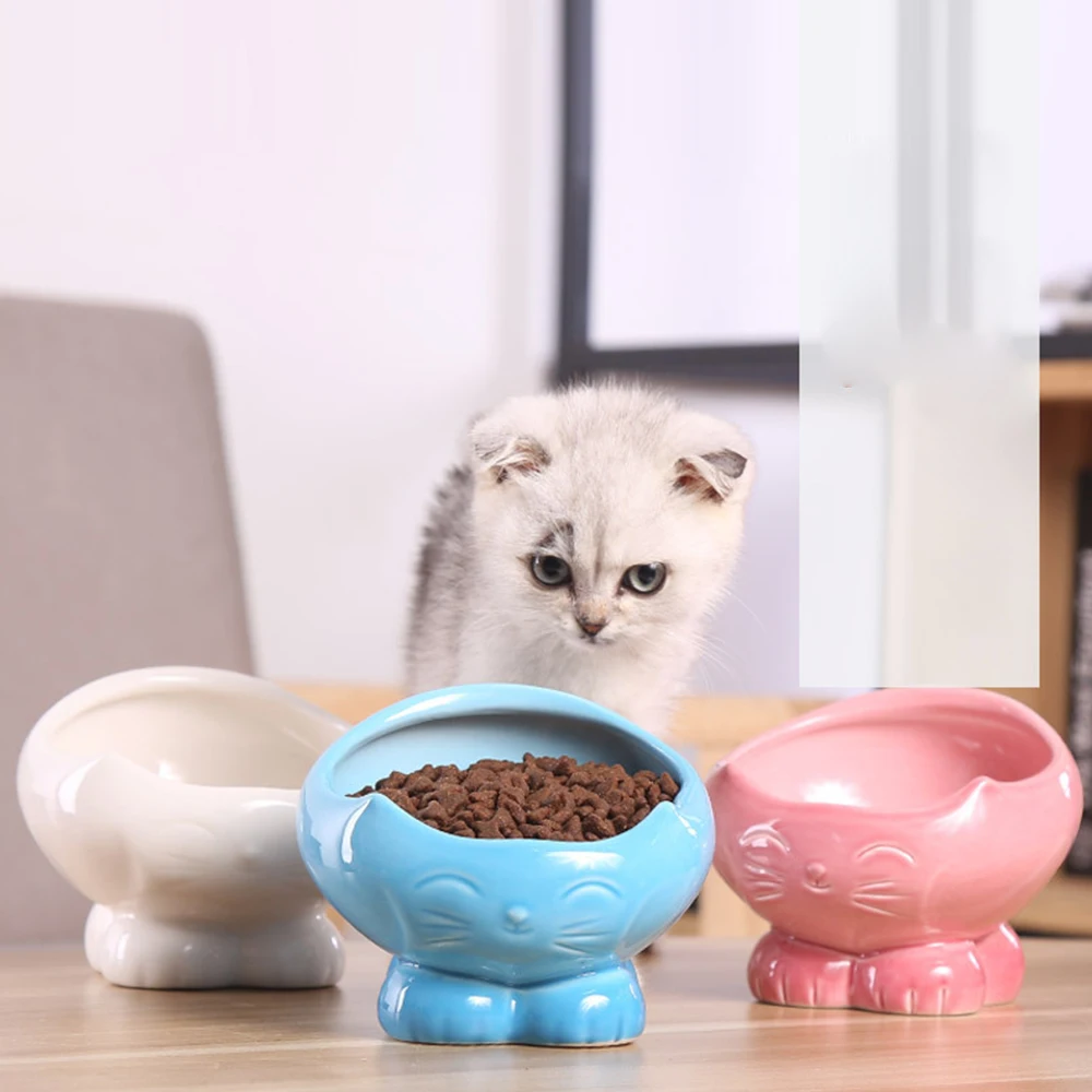 Миска для питомцев в форме кошки 150 г кормушки кошек и собак керамическая миска