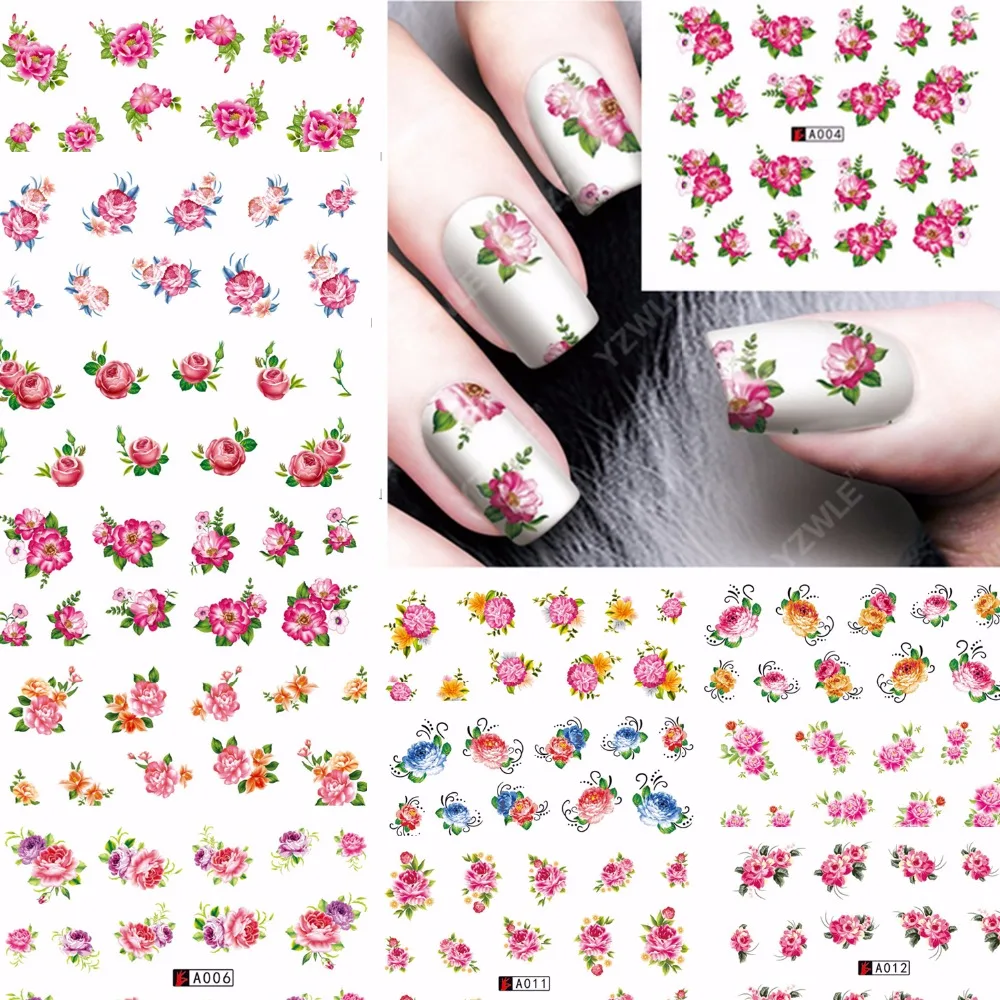 

12 листов, водные переводные наклейки для ногтей