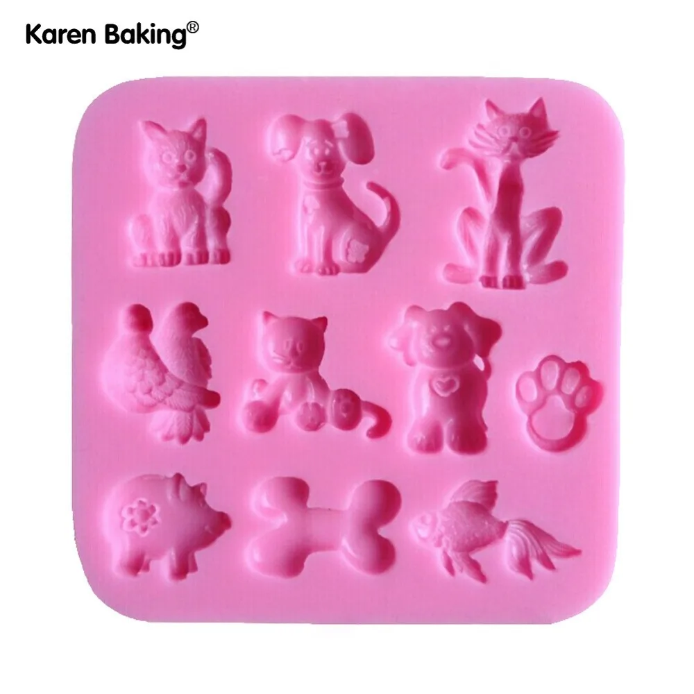 Много видов животных кошек птиц свиней в форме рыбы силиконовый 3D форма кухонная