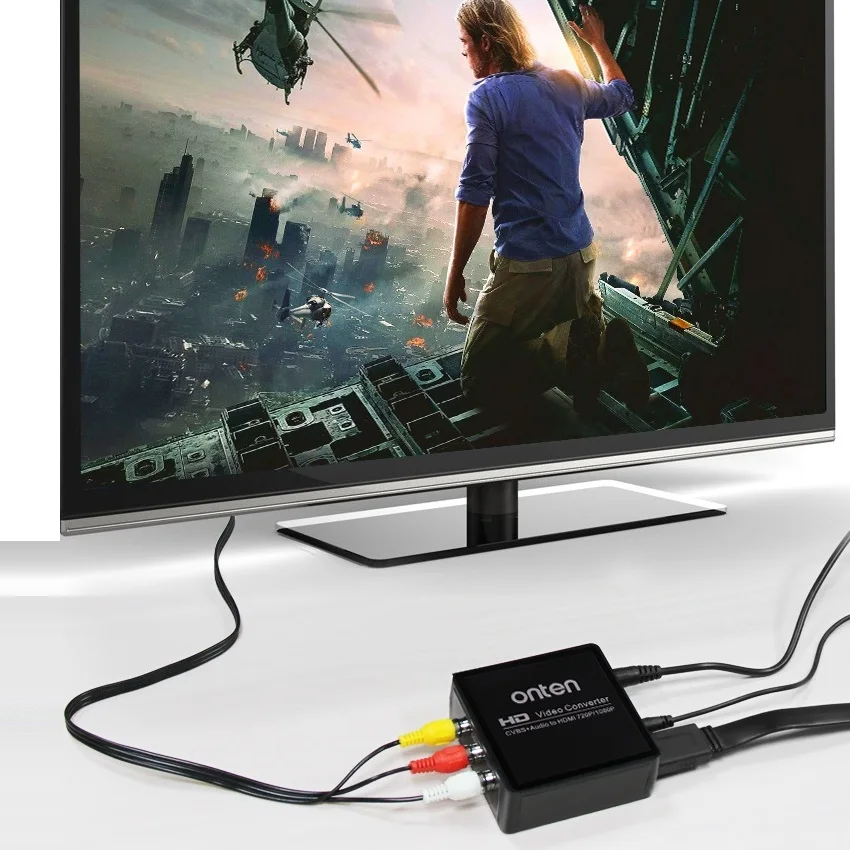 Бесплатная доставка А. в. к HDMI Video Converter CVBS + Аудио в 720 P/1080 P Адаптер для HDTV Monitor Projector