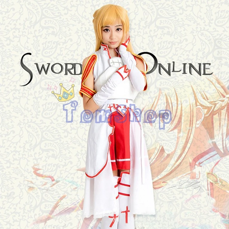 

Anime Sword Art Online SAO Asuna Yuuki Cosplay Uniform Suit Full Size Women Girl's Halloween Costumes
