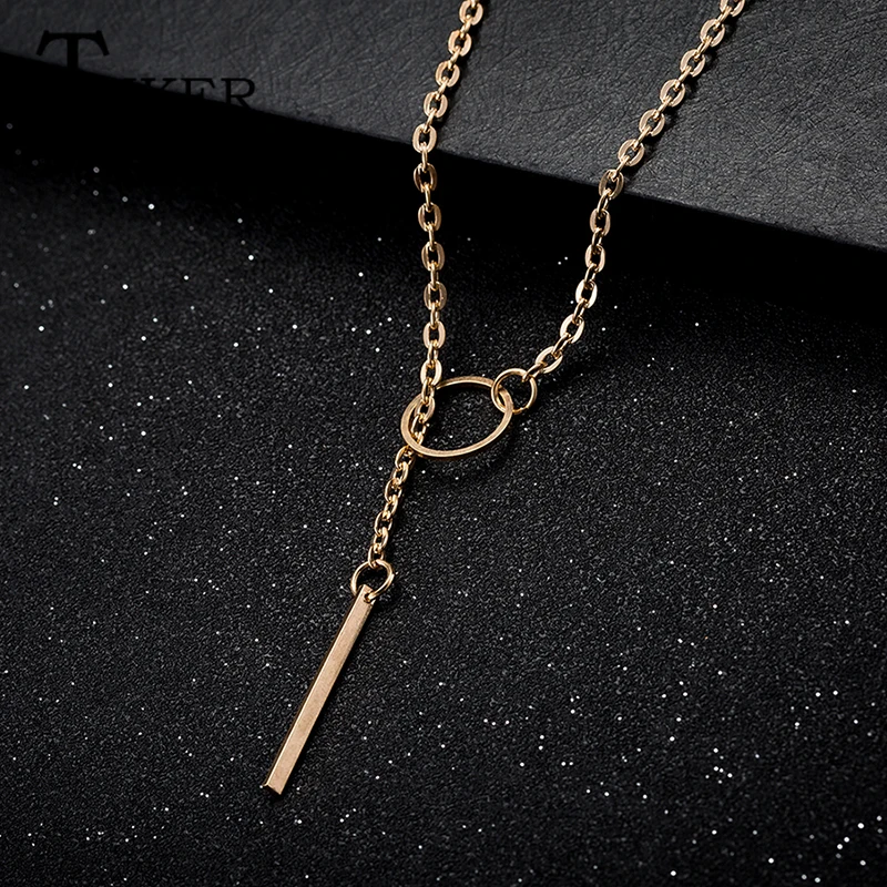 Покрытие Розовое золото ретро колье Модный простой стиль ключица цепочки