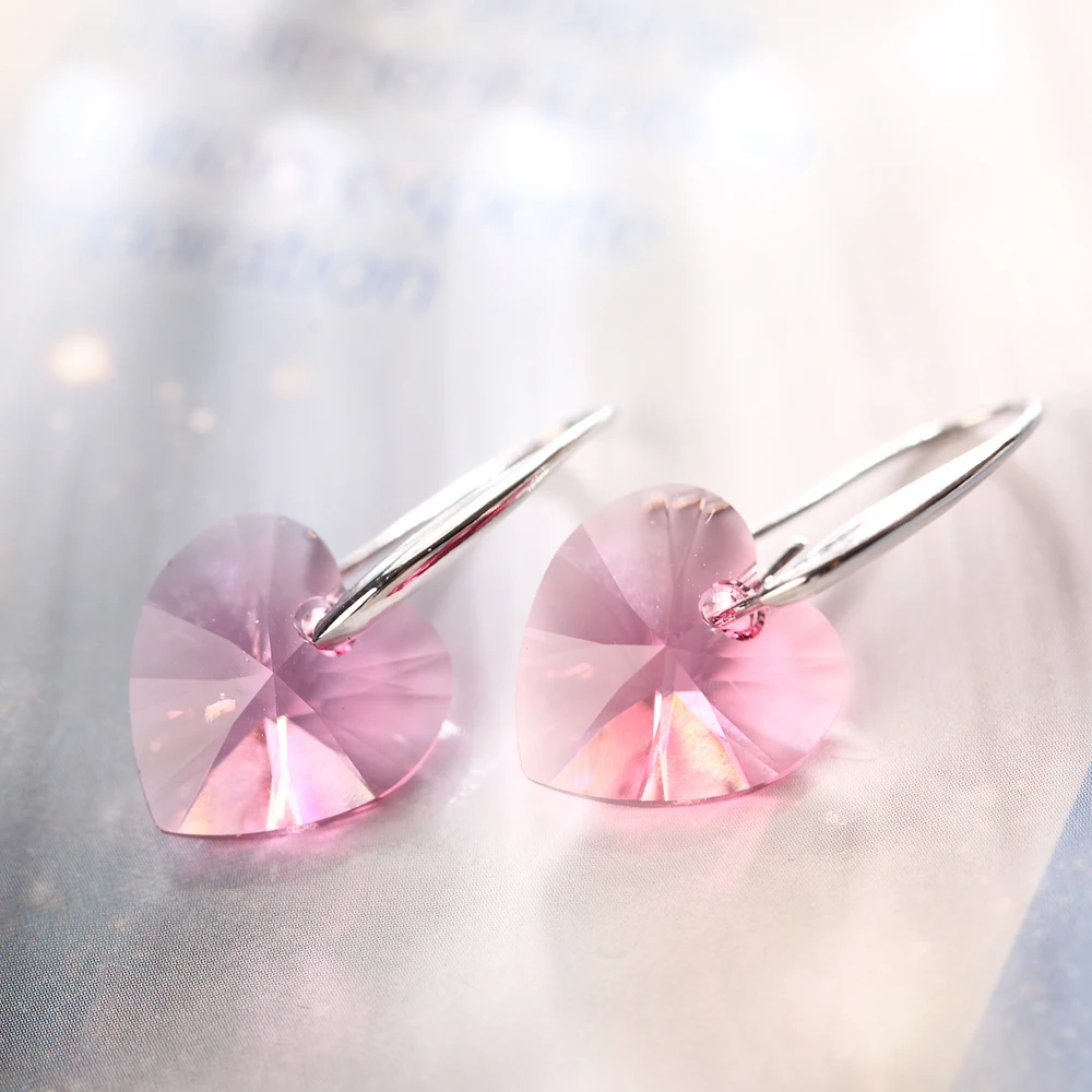 Серьги в виде сердца для женщин классические серьги с натуральными кристаллами