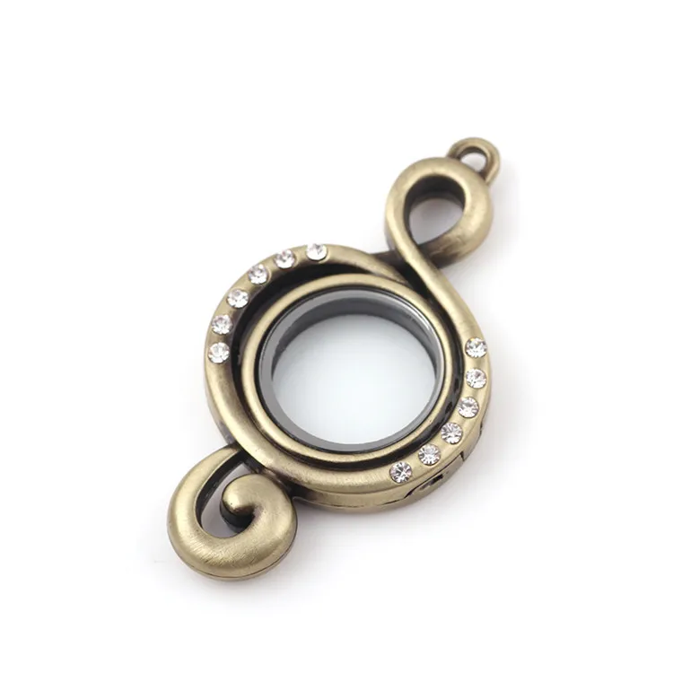 10 шт./лот лидер продаж античная бронза музыкальная нота плавающий медальон со