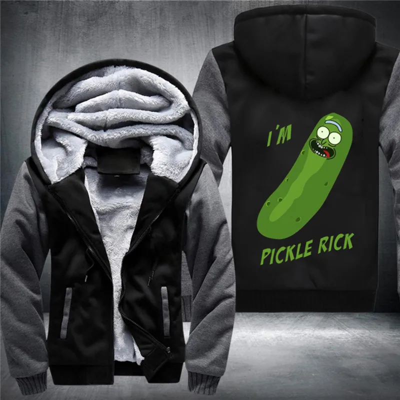 Я Пикл Рик! Rick and Morty мужские зимние теплые модные толстовки - Цвет: grey