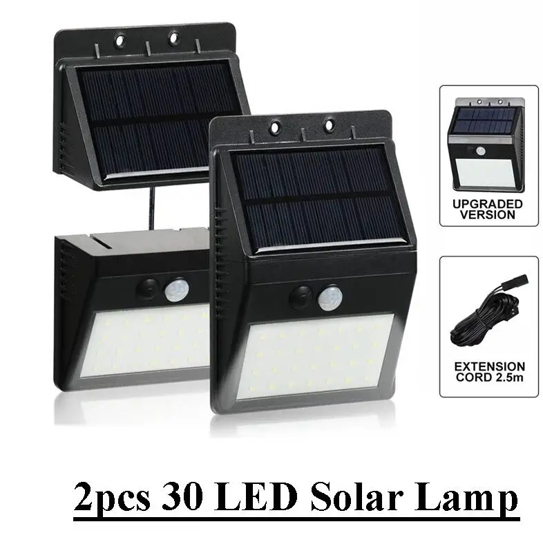 2 Piece 30 LED Солнечный PIR датчик движения безопасности освещение наружная лампа разделяемая 3 режима настенный светильник для наружного сада двора - Испускаемый цвет: 2 Piece