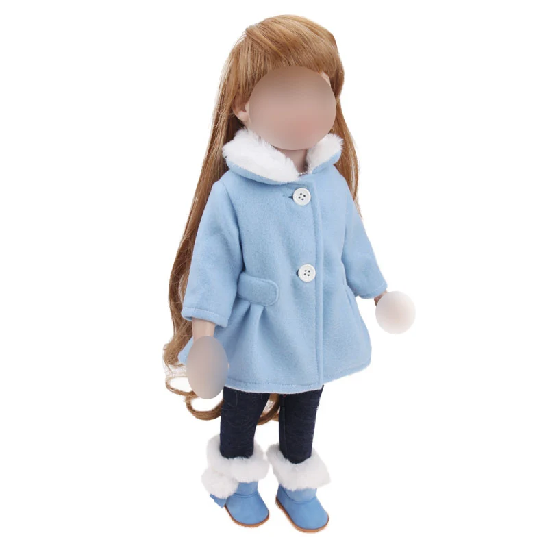 

New doll blue woolen overcoat set in 8 colors fit 18-inch girl dolls and 43 cm baby dolls clothing accessories c735