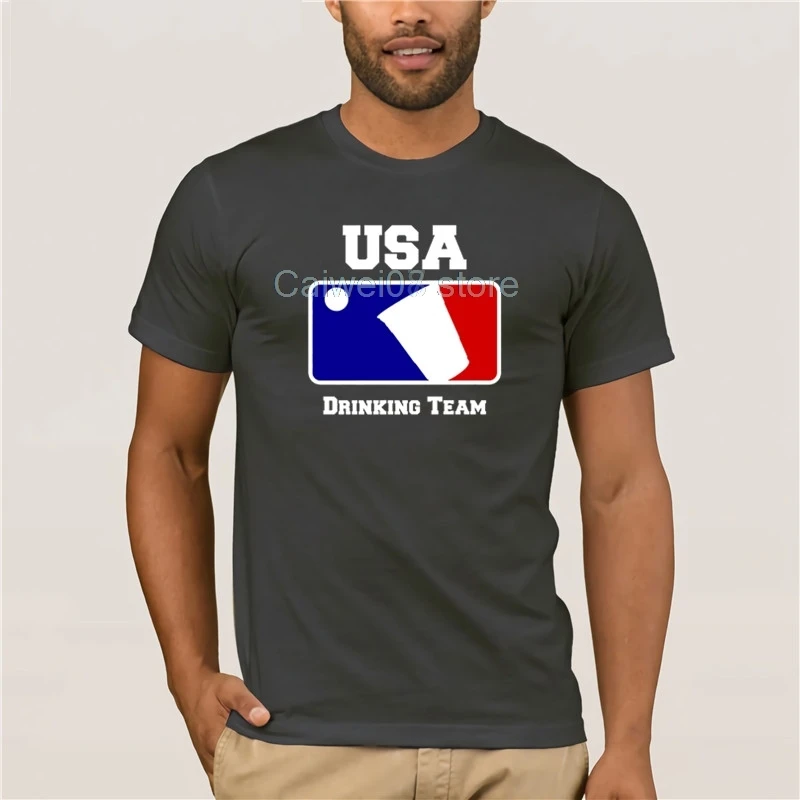 Summer Mens T Shirt Buy USA Drinking Team Funny Party Beer Pong Game Fashion Street Short Sleeve T-Shirt | Мужская одежда