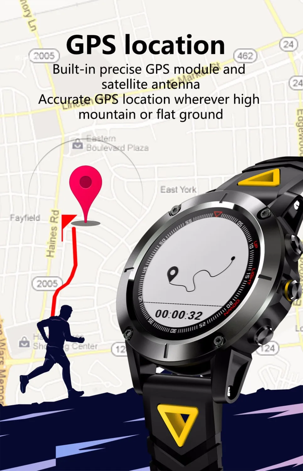 Gps Смарт-часы G01 IP68 Водонепроницаемый для плавания с крови Давление сердечного