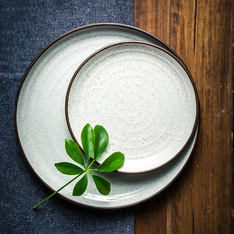 

8/10inch Japanese Style Ceramics Western Plate Dinner Plate Cake Dessert Snack Fruit Tray Breakfast Dinnerware Kitchen Tableware