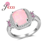 spring collection romantic 925 sterling silver pink opal sparkling aaa cz finger rings for women special us europe jewelry