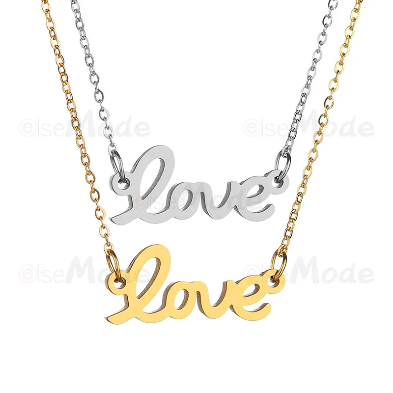 ELSEMODE золотые подвески с надписью Love ожерелья из нержавеющей стали
