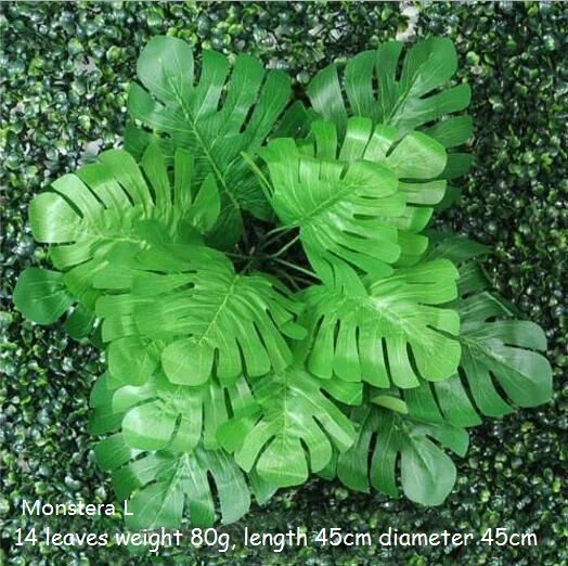 Monstera DIY искусственная пластмассовая трава листья цветы Флорес растения поддельные растения для домашнего магазина сада представить украшение стены - Цвет: Monstera