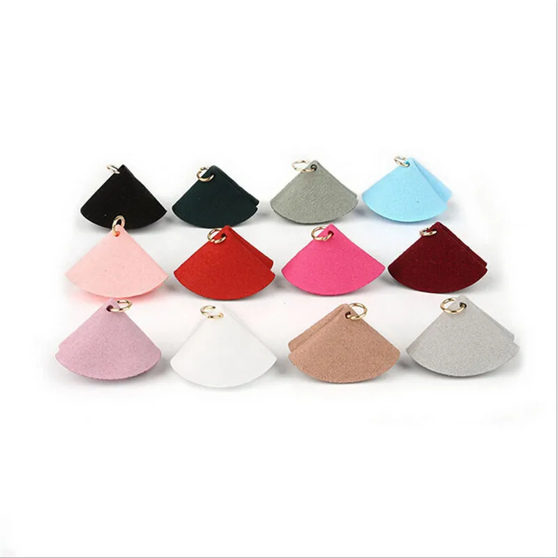 

10pcs/lot 3cm fabric fan tassel for earrings bag jewelry making diy flower flannel tassels with gold ring accessories jewelry