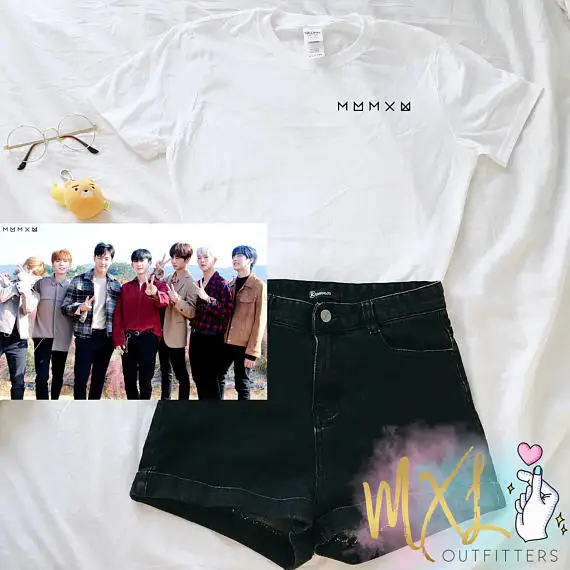 OKOUFEN корейская мода tumblr KPOP карманная Monsta X и Monbebe футболка унисекс уличная одежда