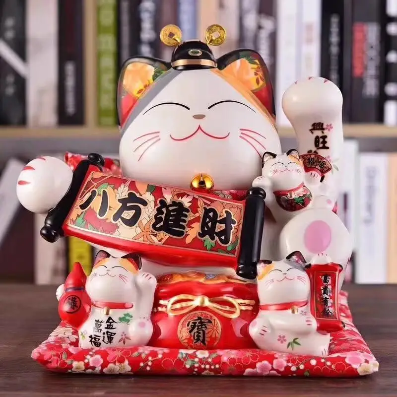 

Large Lucky Cat Ornament Ceramic Piggy Bank Creative Home Decoration Shop Opening Gifts Royal Cat Feng Shui Decor Craft R1949