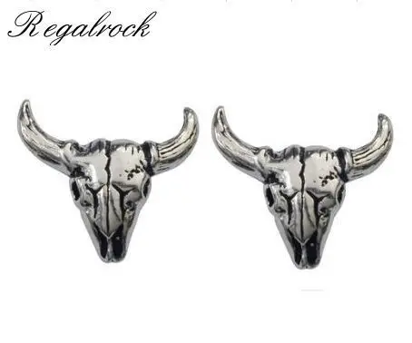 Regalrock Бизон серьги-гвоздики буйвола в виде Головы Быка серьга с черепом Мода бык