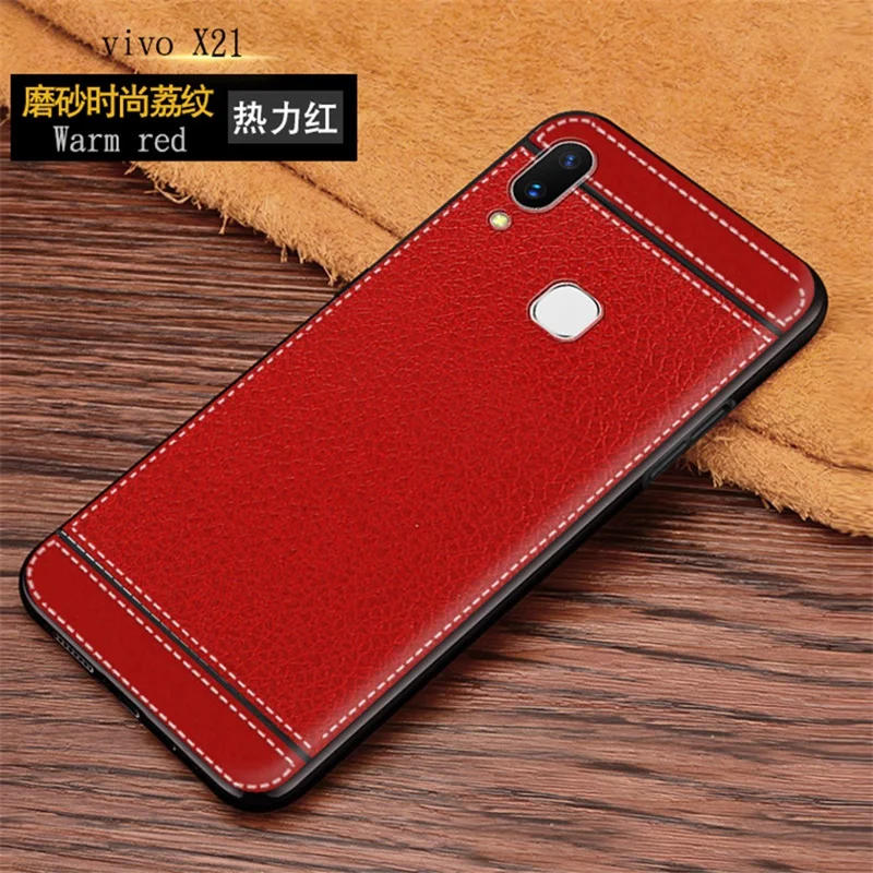 For On Vivo X21(back finger) Case cover Leather Texture protect pouch phone bag ViVO X21 Back finger case coque |
