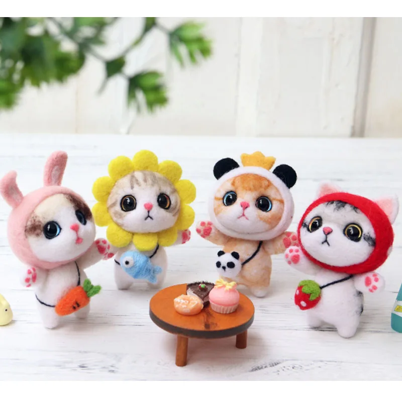 Набор шерстяных масок для валяния кошек и кроликов 1 комплект|Комплект рукоделия|