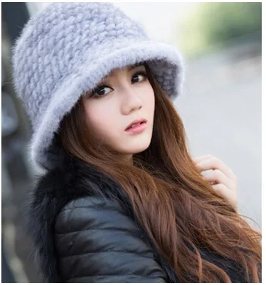 women winter fur hats of real mink fur Beige white black gray color autumn winter warm flower ladies natural fur cap H243