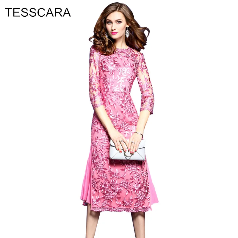 Женское роскошное платье с вышивкой элегантное розовое в стиле ретро модный