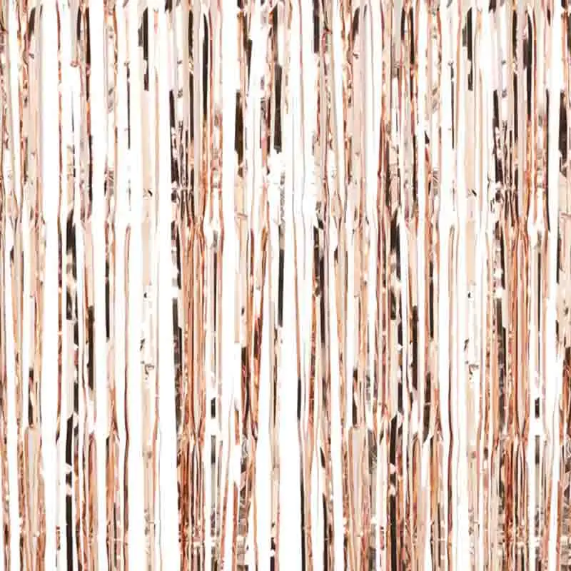 Rose Gold Металлические розовые Золотые Фольга занавески свадебные украшения из фольги бахрома мишура блестящие на день рождения Рождество год вечерние фоны - Цвет: Rose Gold