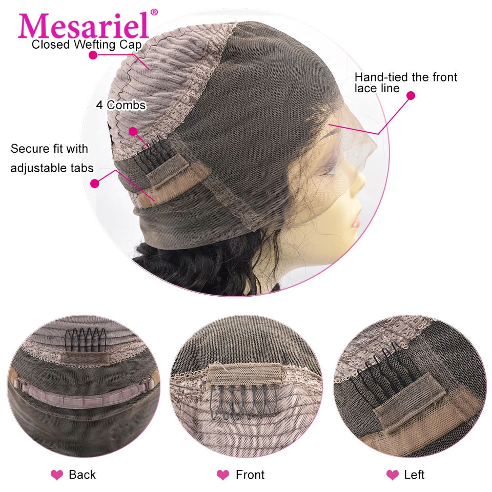 Mesariel 150% человеческие волосы на кружеве Wigs360 предварительно сорвал Remy перуанские