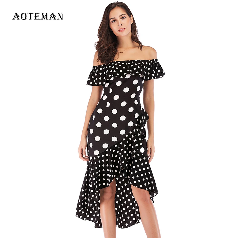 Женское облегающее платье в винтажном стиле Элегантное Длинное белый горошек с