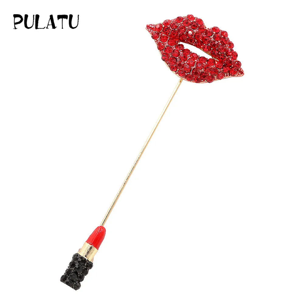 PULATU блестящие сексуальные броши для Rd губ булавки женщин эмалевая помада горный