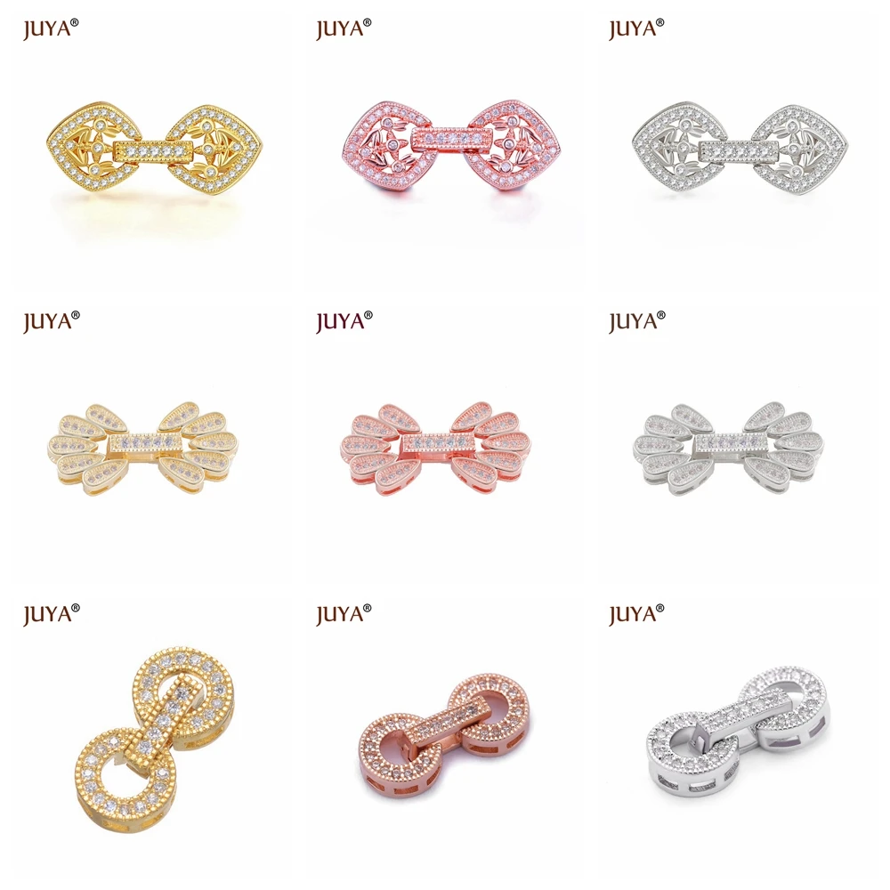 Fashion Copper Metal Inlaid Zircon Clasps Hooks for Bracelet End Connectors For Jewelry Making DIY Pearl Necklace Buckle | Украшения и
