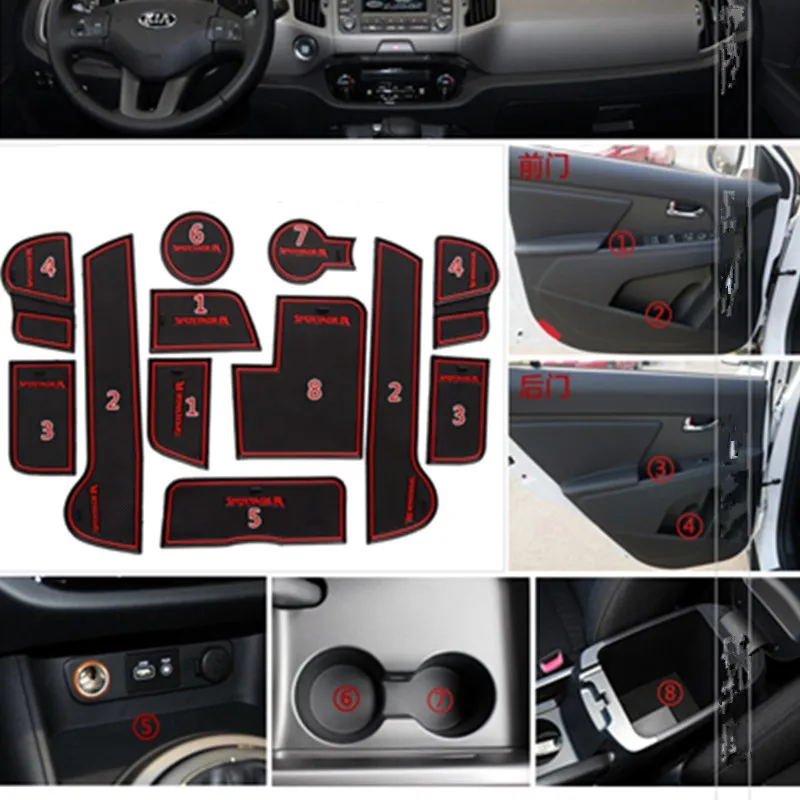 Коврик для двери для KIA Sportage R 2011- Профиль резиновый противоскользящий коврик нескользящий межкомнатный дверной коврик подстаканник 12 шт