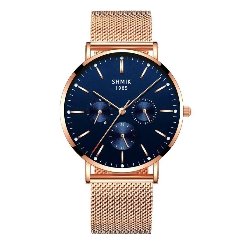 Rose Blue Военные мужские t мужские часы ультра тонкие часы из нержавеющей стали Мужские кварцевые спортивные часы мужские повседневные наручные часы relogio masculino - Цвет: Rose Blue