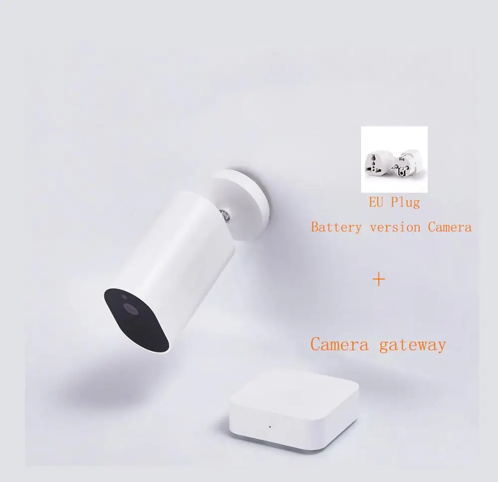 EU Plug Xiaomi умная Беспроводная камера 1080P с батарейным шлюзом 120 градусов IP65 водонепроницаемая AI Humanoid Обнаружение работа с приложением mijia - Цветной: EU Plug