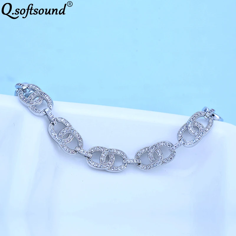 Новый двойной кольцевой крест дизайн белого золота цвет Шарм Браслеты для женщин