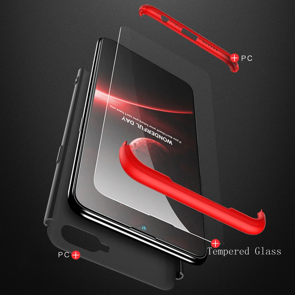 Для OPPO RX17 Neo 3 в 1 полноразмерный защитный армированный чехол с закаленным стеклом