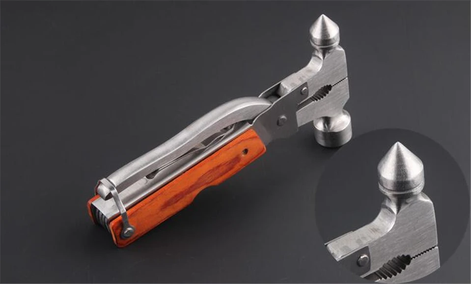 Safety hammer versio 16 в 1 Открытый Кемпинг многофункциональный инструмент топор молоток из нержавеющей стали Складной нож аварийный инструмент для автомобилей отвертка - Цвет: Safety hammer versio