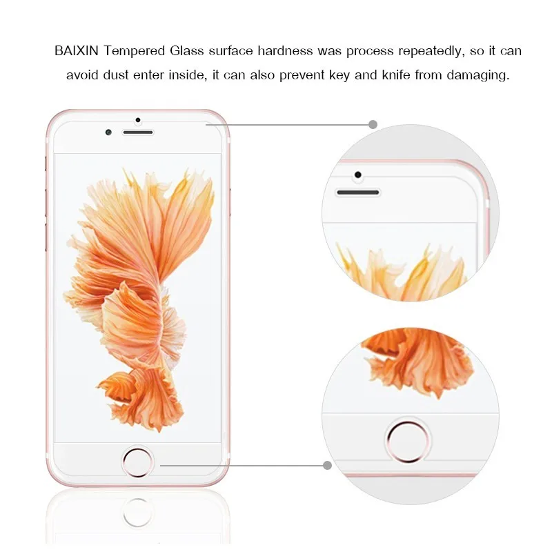 5 шт./лот закаленное стекло для iPhone 6 6S 7 крышка экран защитный смартфон Чехол 9 H