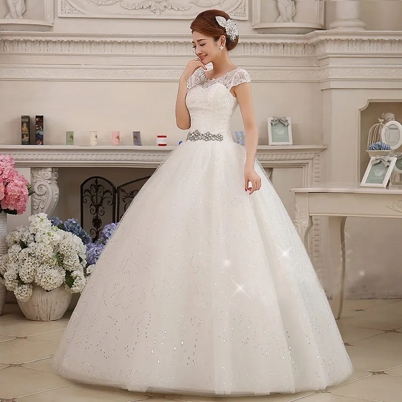 Свадебное платье IvoryTulle для беременных с кристаллами и поясом длиной до пола