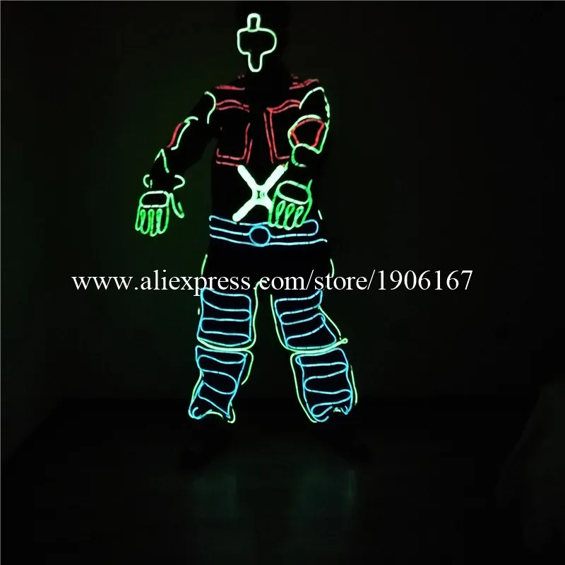 Новейший танцевальный костюм RGB EL Wire светодиодная одежда холодсветильник для