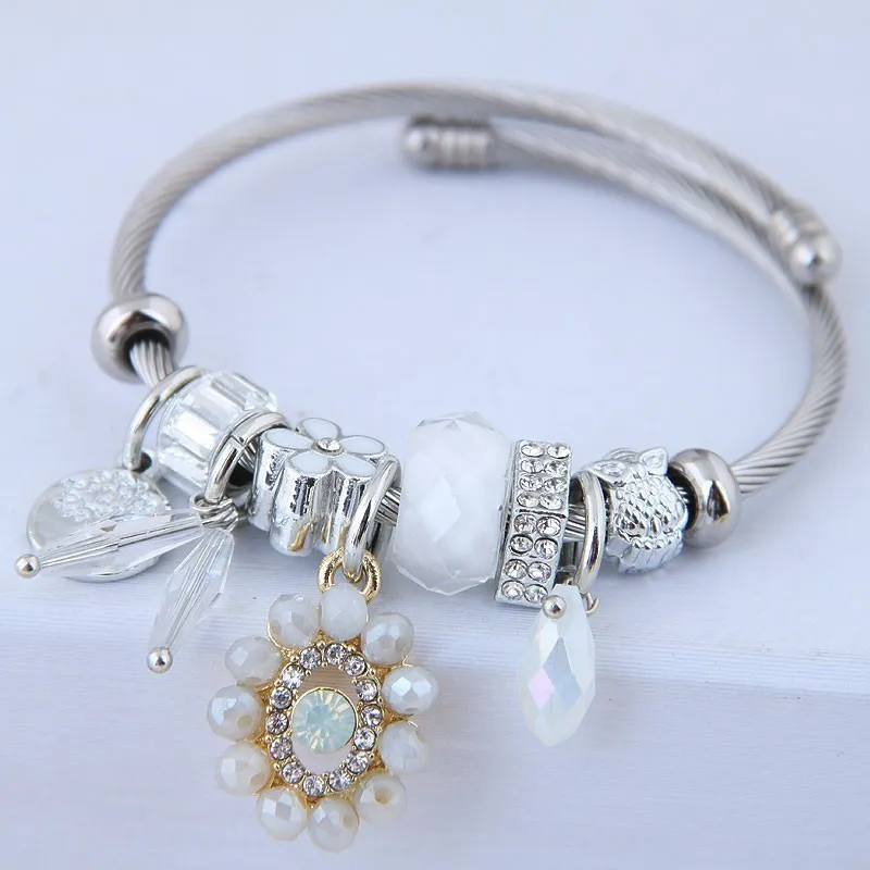 2019 корейская версия дикого кристалла цветок кулон из бисера браслет Мульти