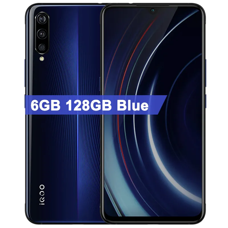 6GB 128GB Blue vivo iQOO мобильный телефон 6 ГБ 128 ГБ 6,4" Восьмиядерный Snapdragon 855 с 3 камерами 12 Мп+ 13 МП+ 2 Мп Android 9 4000 мАч NFC Смартфон - Цвет: 6GB 128GB Blue