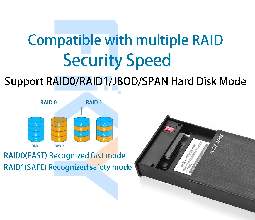 Acasis DT-S2 USB3.0 eSATA 2," двойной жесткий диск Raid корпус Поддержка 2 ТБ HDD RAID0 RAID1 JBOD SPAN алюминиевый сплав 5 Гбит/с