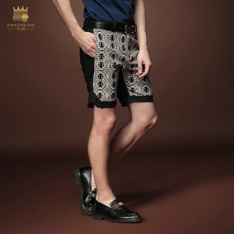 Шорты мужские с принтом повседневные разрезом черные лето 2015 | Мужская одежда
